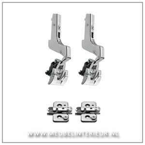 Inliggend scharnier 110 gr set voor deurhoogte tot  90 cm  met geintegreerde blumotion